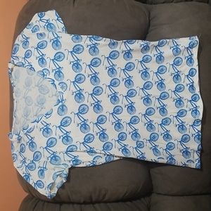 Extra small. Blue bicycle v-neck tshirt.